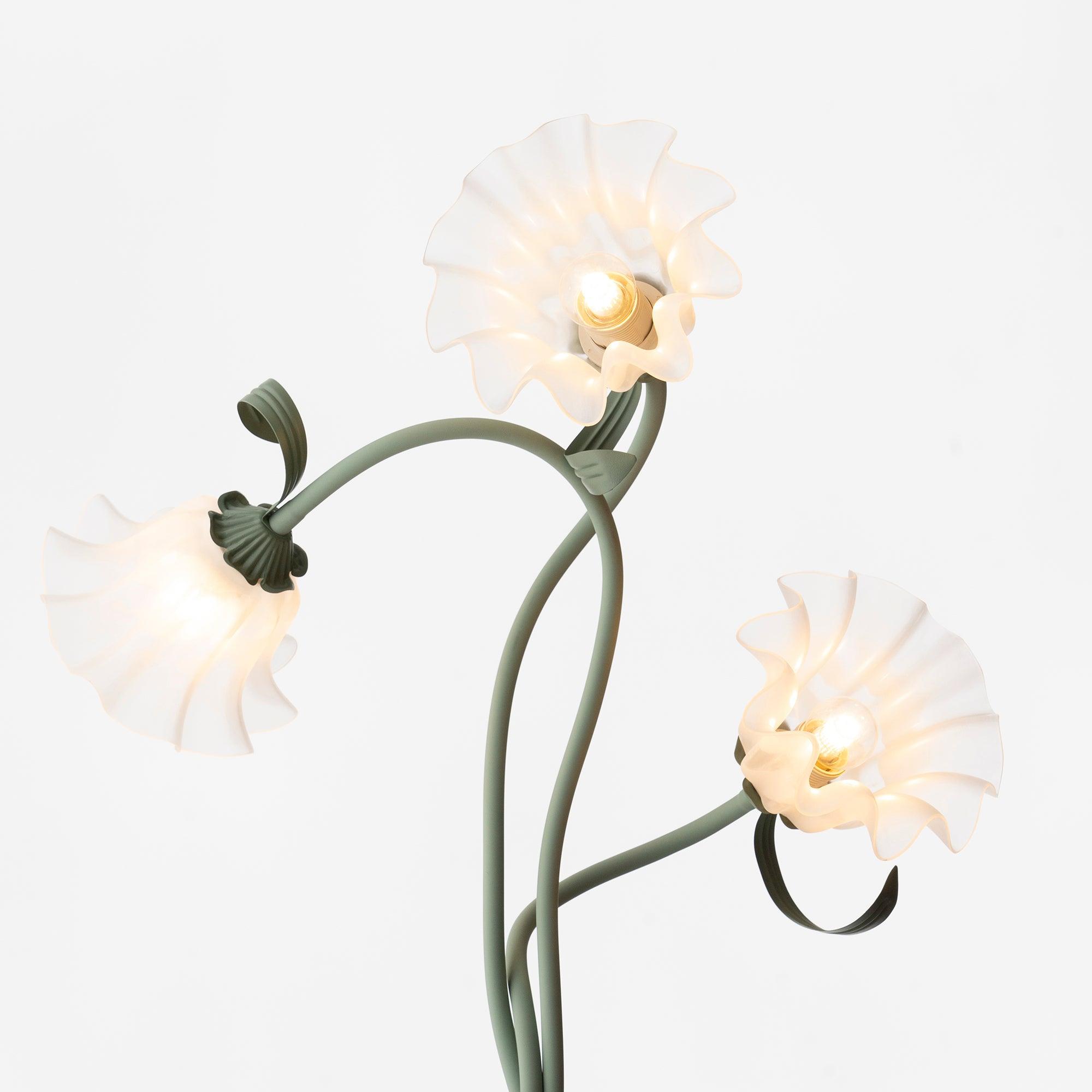 Moktan Sabai Calla Flower Floor Lamp Matte Green Floral Standing Light
