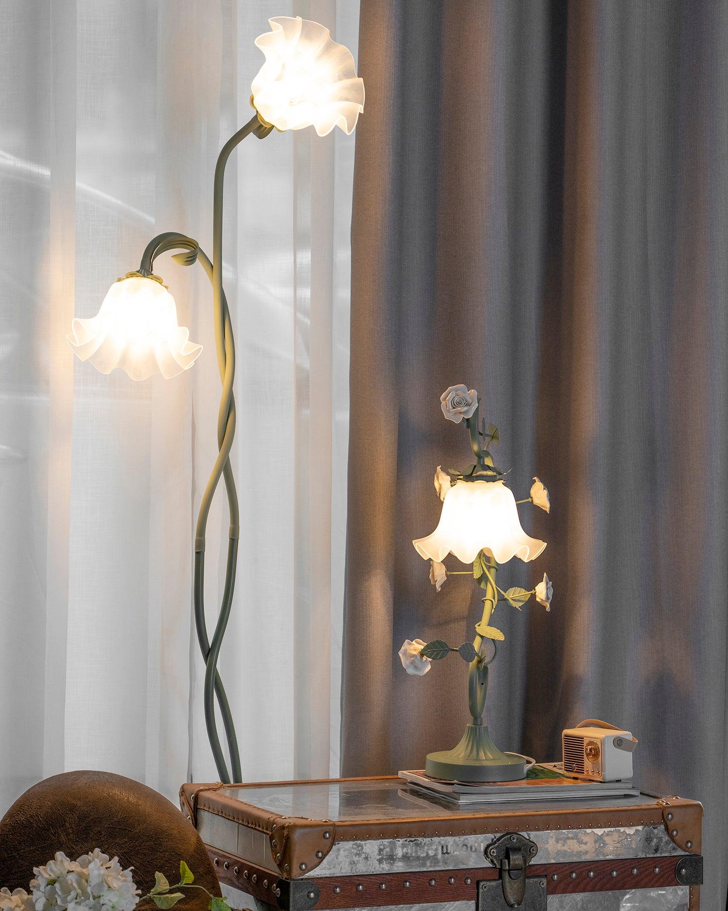 Moktan Sabai Calla Flower Floor Lamp Matte Green Floral Standing Light
