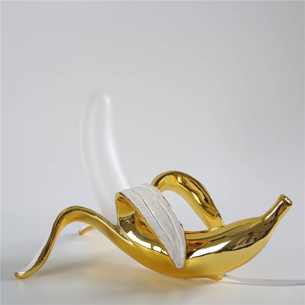 Moktan Sabai Banana Table Lamp Art Deco Brass Chrome Accent Light Lounging