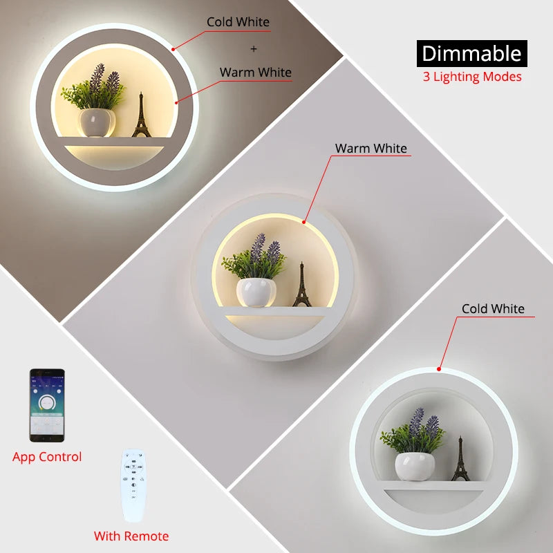 Moktan Sabai Dimmable LED Wall Light Remote Control Modern Bedroom Living Room AC90-220V