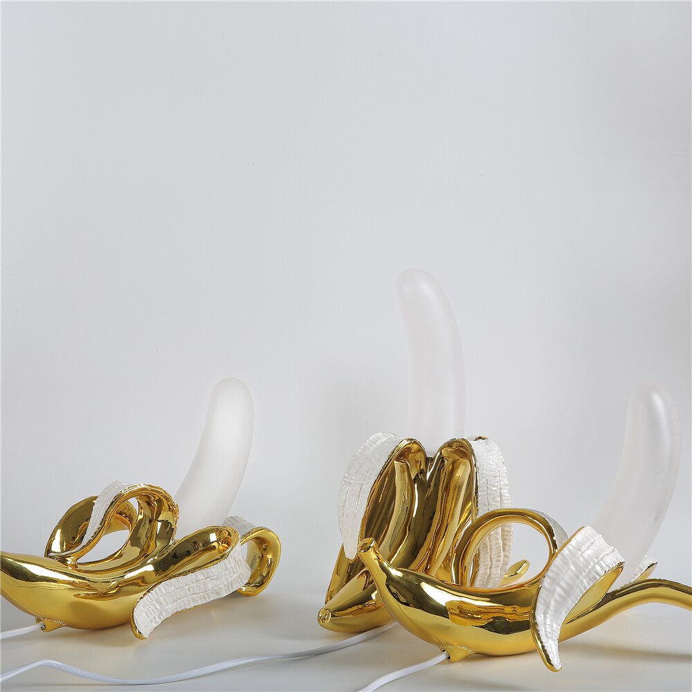 Moktan Sabai Banana Table Lamp Art Deco Brass Chrome Accent Light