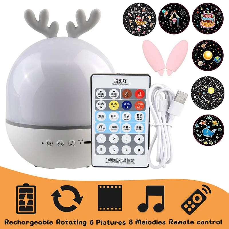 Moktan Sabai Deer Music Projector Night Light Starry Sky Rotating Lamp Bluetooth Speaker