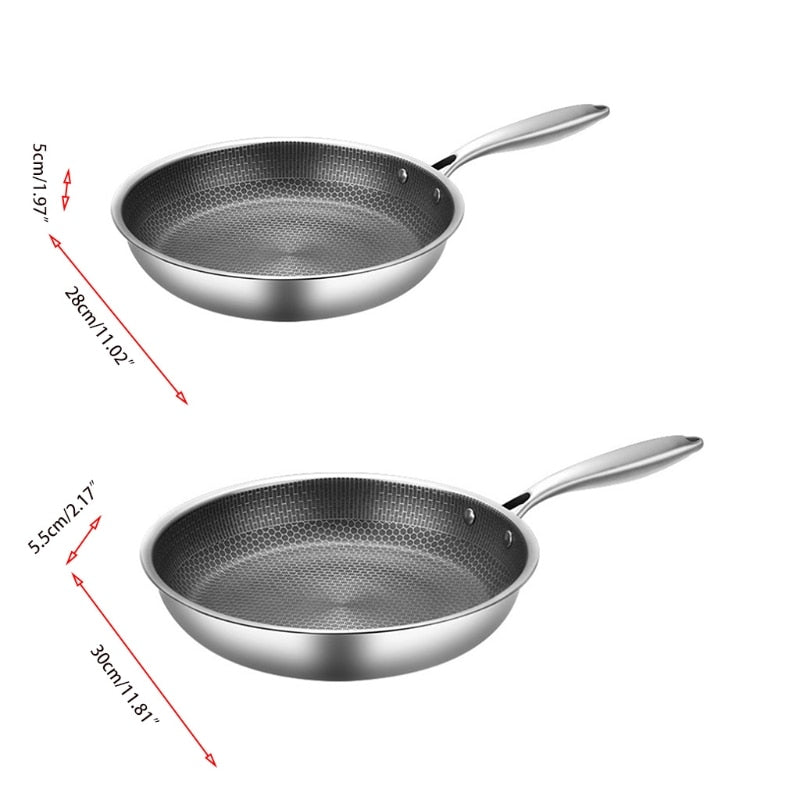 Moktan Sabai ChefSeries | Stainless Steel Frying Pan with Honeycomb Texture | Scratch-Resistant Non-Stick Coating for Even Cooking
