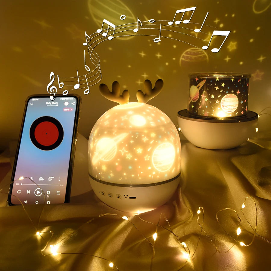 Moktan Sabai Deer Music Projector Night Light Starry Sky Rotating Lamp Bluetooth Speaker
