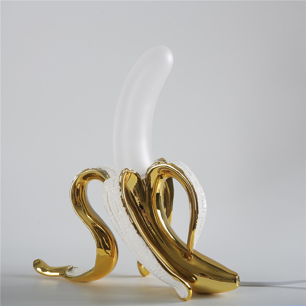 Moktan Sabai Banana Table Lamp Art Deco Brass Chrome Accent Light Sitting Gold