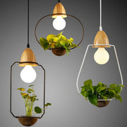 Moktan Sabai Art Deco LED Plant Pendant Light Wood Base Rustic Hanging Lamp for Dining Cafe Bar