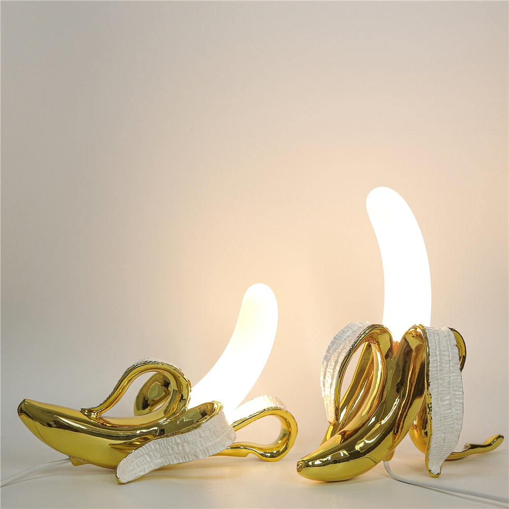 Moktan Sabai Banana Table Lamp Art Deco Brass Chrome Accent Light