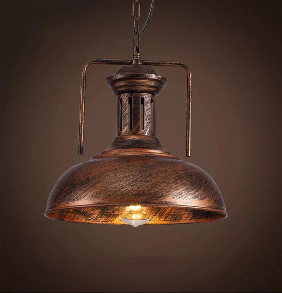 Moktan Sabai American Barn Pendant Light Vintage Iron Hanging Lamp for Kitchen Living Room Decor A-Rust