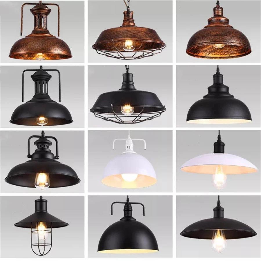 Moktan Sabai American Barn Pendant Light Vintage Iron Hanging Lamp for Kitchen Living Room Decor