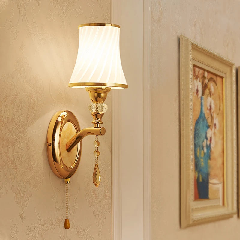 Moktan Sabai Nordic LED Wall Sconce with Switch Glass Shade Bedroom Bedside Living Room