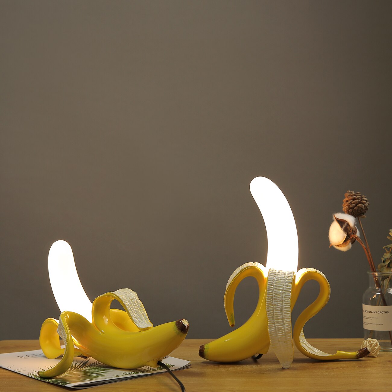 Moktan Sabai Banana Table Lamp Art Deco Brass Chrome Accent Light