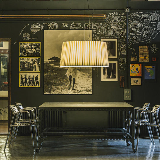 Moktan Sabai 19 Silk Drum Pendant Light 3-Light E26 Brass Bronze Fixture