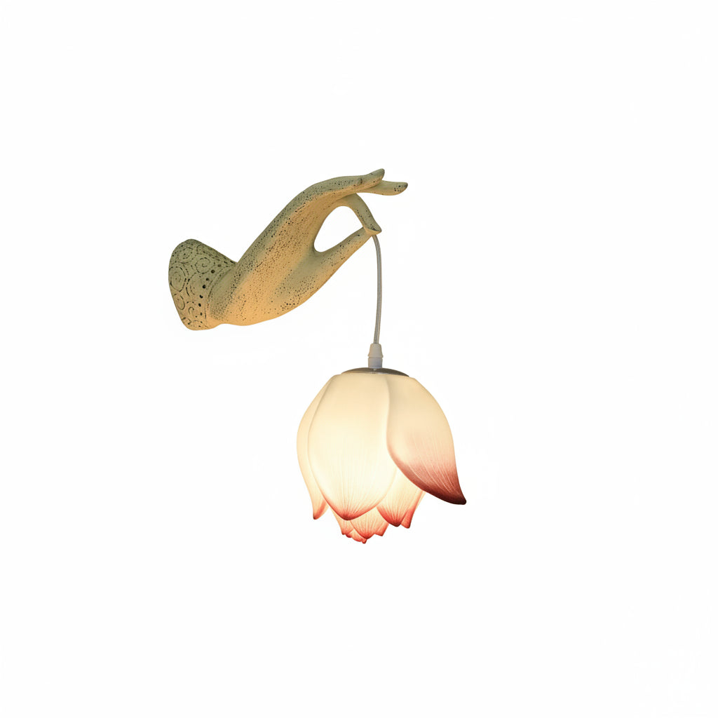 Moktan Sabai Modern Chinese Lotus Wall Lamp Creative Corridor Hallway Teahouse Art Decor Light Pink Lotus Right
