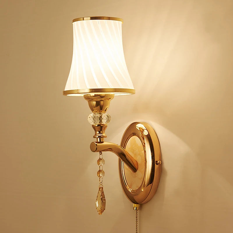 Moktan Sabai Nordic LED Wall Sconce with Switch Glass Shade Bedroom Bedside Living Room