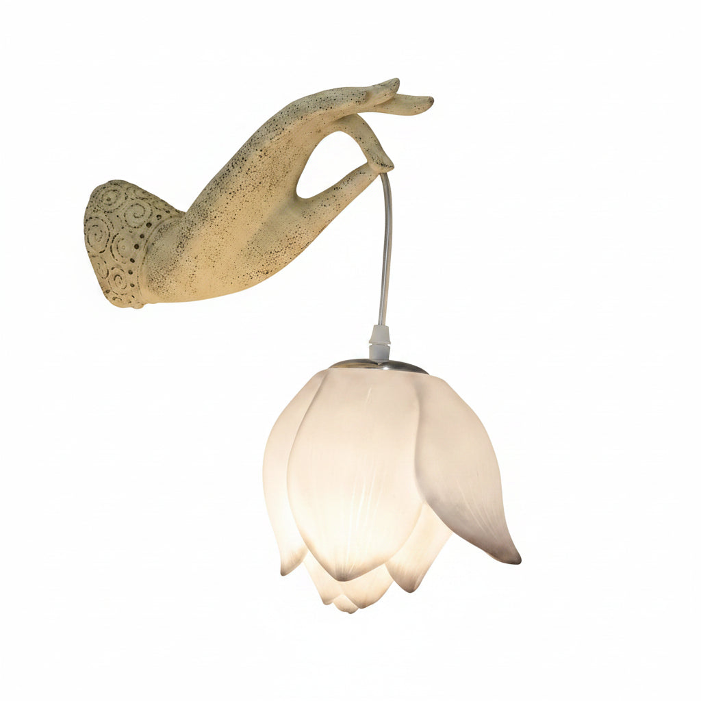 Moktan Sabai Modern Chinese Lotus Wall Lamp Creative Corridor Hallway Teahouse Art Decor Light White Lotus Right