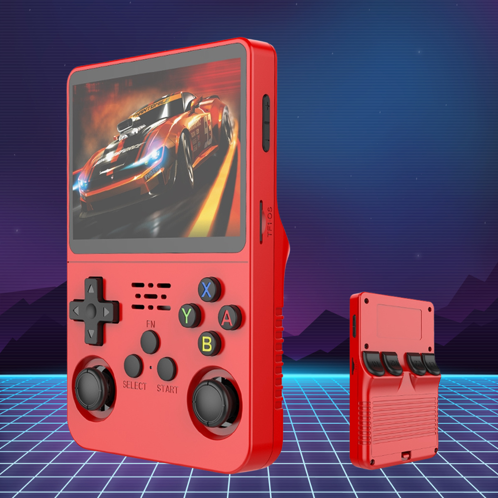 Moktan Sabai Handheld Retro Gaming Console with 3.5" IPS Screen & 20,000 Games Red