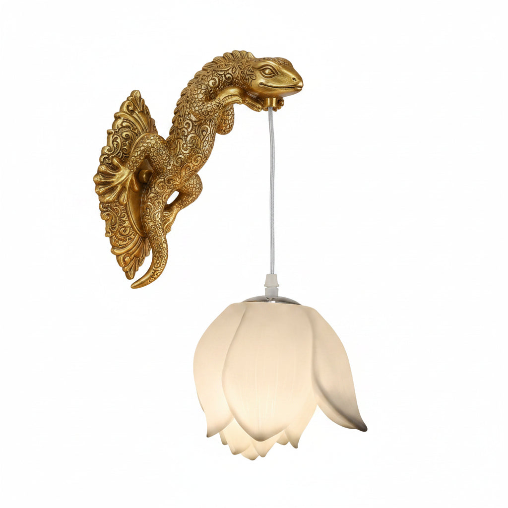 Moktan Sabai Modern Chinese Lotus Wall Lamp Creative Corridor Hallway Teahouse Art Decor Light White Lotus Left