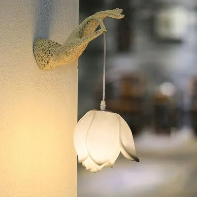 Moktan Sabai Modern Chinese Lotus Wall Lamp Creative Corridor Hallway Teahouse Art Decor Light White Lotus Left