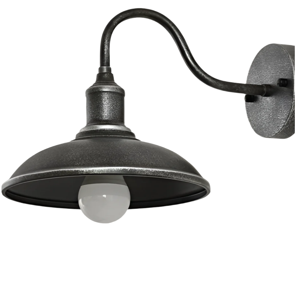 Moktan Sabai Vintage Industrial Iron Bowl Outdoor Wall Light LED Wall Sconce