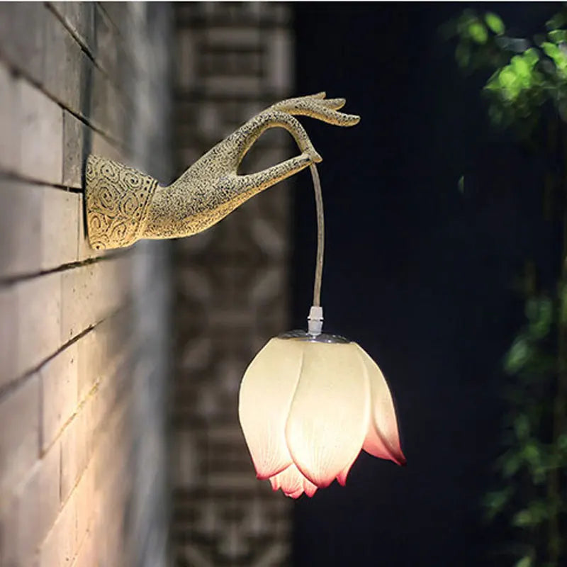 Moktan Sabai Modern Chinese Lotus Wall Lamp Creative Corridor Hallway Teahouse Art Decor Light