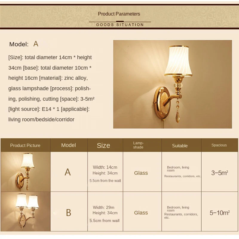 Moktan Sabai Nordic LED Wall Sconce with Switch Glass Shade Bedroom Bedside Living Room