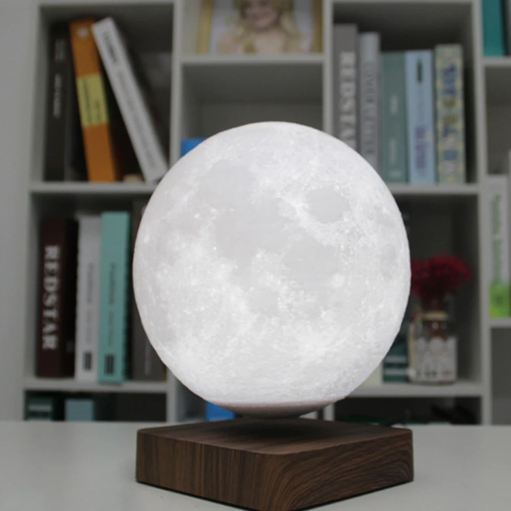 Moktan Sabai 3D Floating Moon Lamp Magnetic Levitating LED Night Light Rotating Desk Decor Moon diameter 14CM US