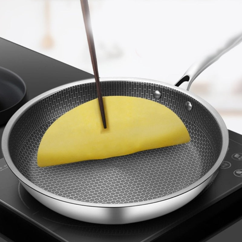 Moktan Sabai ChefSeries | Stainless Steel Frying Pan with Honeycomb Texture | Scratch-Resistant Non-Stick Coating for Even Cooking