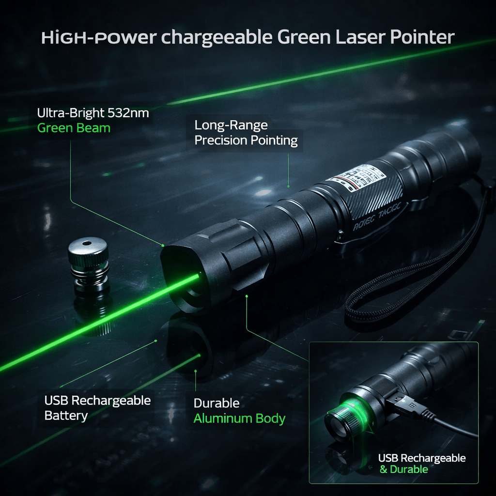 Moktan Sabai Rechargeable Green Laser Pointer 532nm USB Long Range