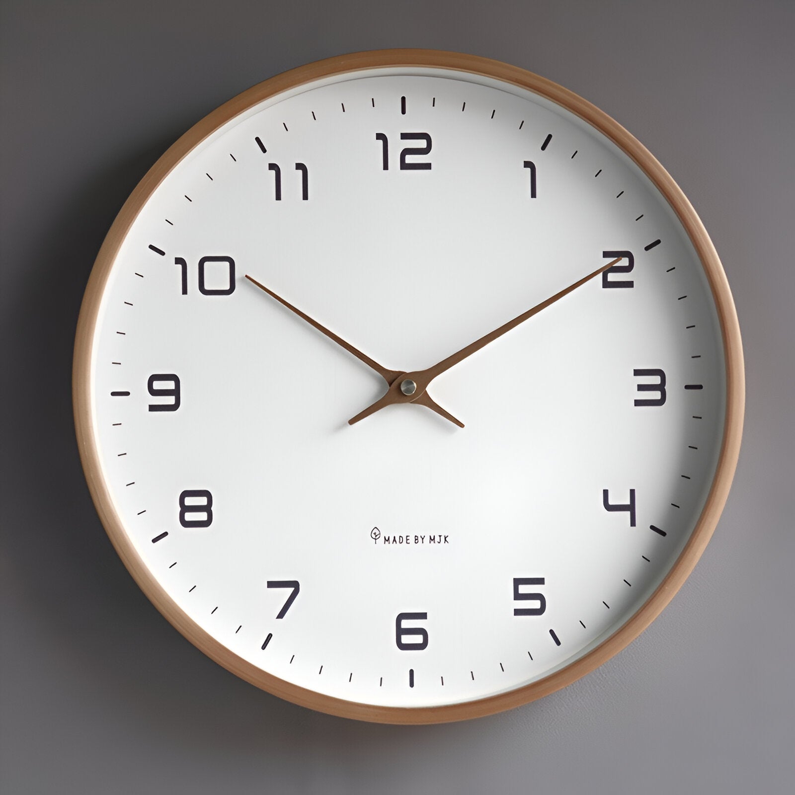 Moktan Sabai Nordic Wooden Wall Clock 30cm Silent Quartz Minimalist Numeric Dial Brown