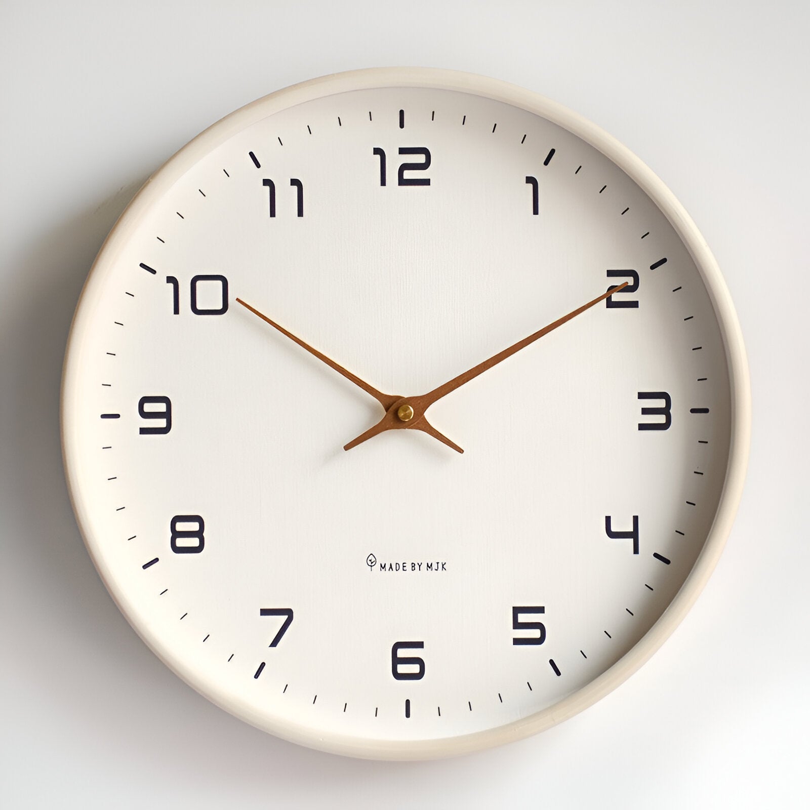 Moktan Sabai Nordic Wooden Wall Clock 30cm Silent Quartz Minimalist Numeric Dial Creme