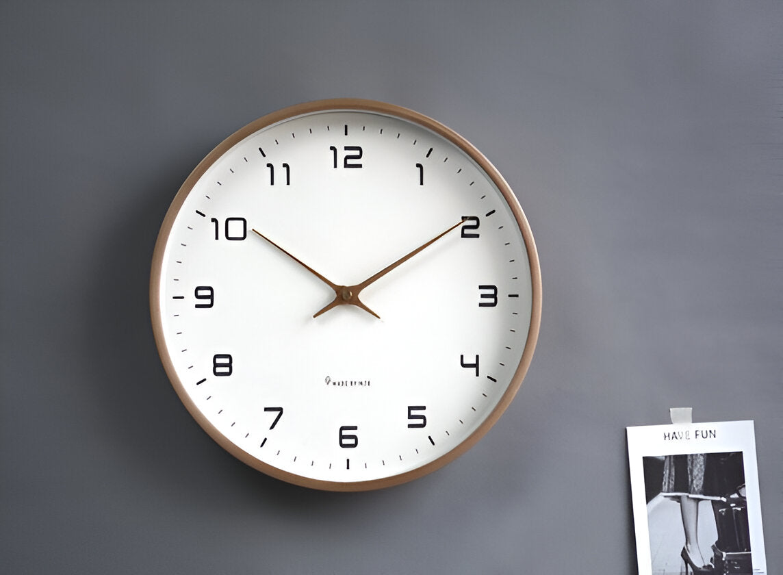 Moktan Sabai Nordic Wooden Wall Clock 30cm Silent Quartz Minimalist Numeric Dial