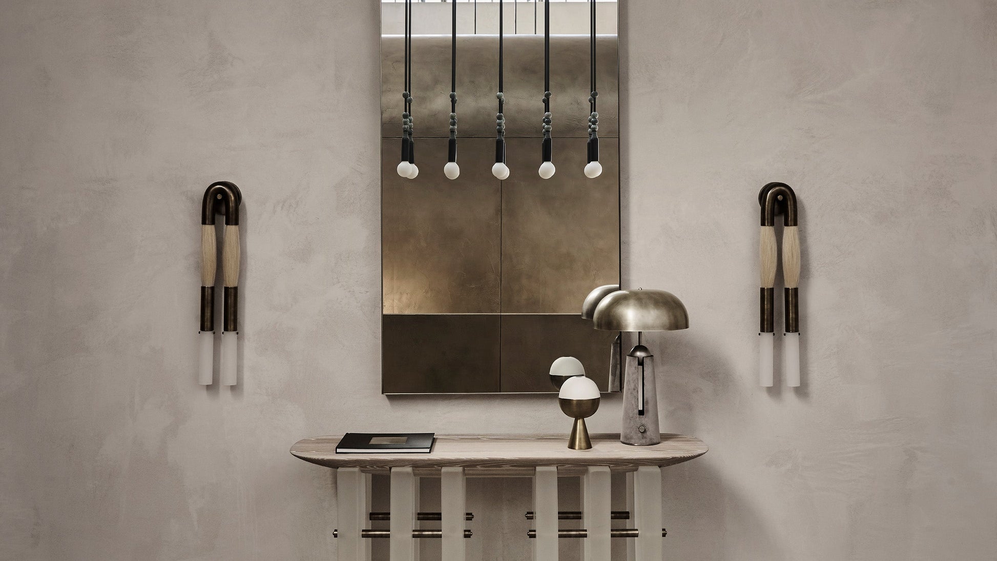 Moktan Sabai Modern Brass and Glass Wall Sconce