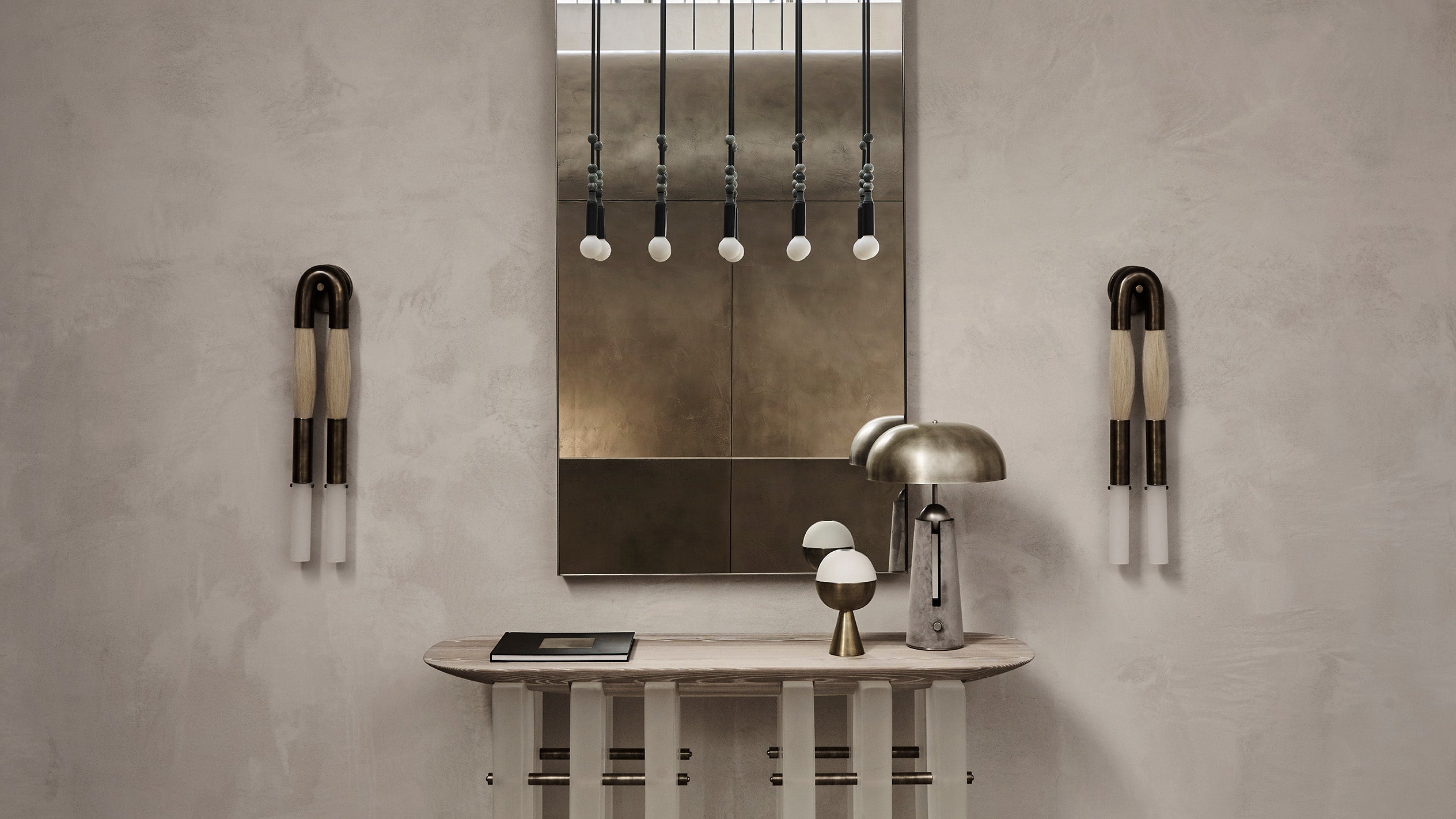 Moktan Sabai Modern Brass and Glass Wall Sconce