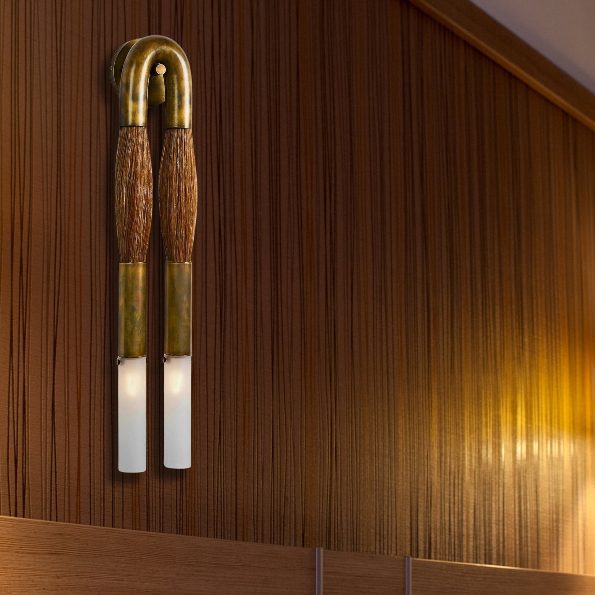 Moktan Sabai Modern Brass and Glass Wall Sconce