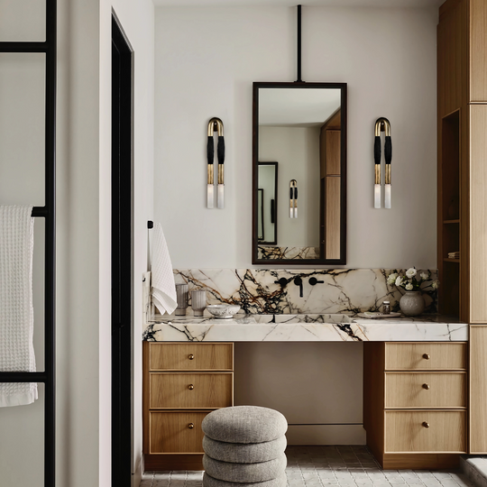 Moktan Sabai Modern Brass and Glass Wall Sconce