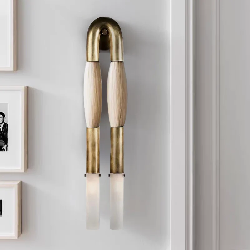 Moktan Sabai Modern Brass and Glass Wall Sconce AGED BRASS PALOMINO