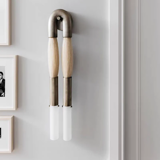 Moktan Sabai Modern Brass and Glass Wall Sconce TARNISHED SILVER PALOMINO