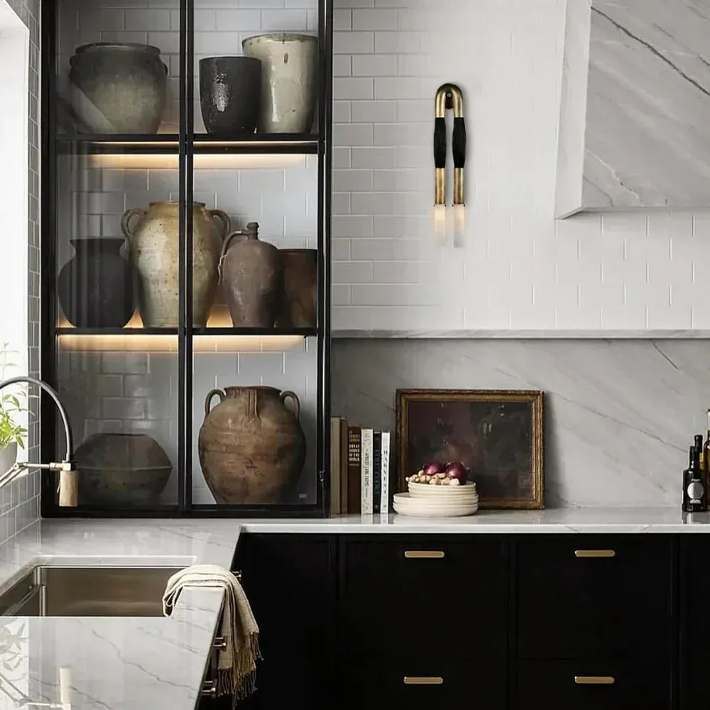 Moktan Sabai Modern Brass and Glass Wall Sconce