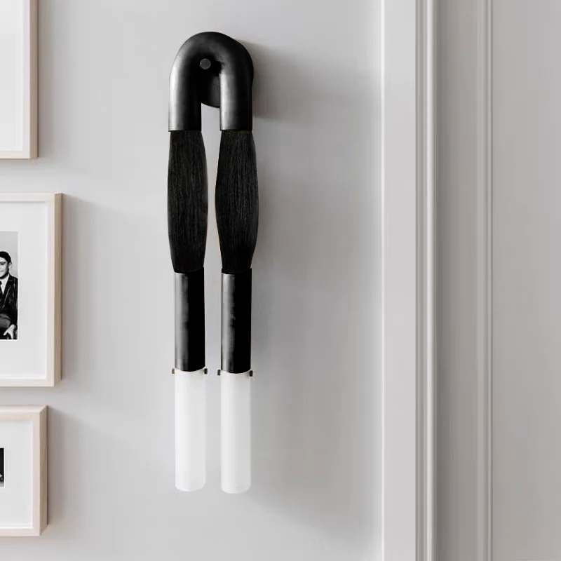 Moktan Sabai Modern Brass and Glass Wall Sconce BLACKENED BRASS JET BLACK