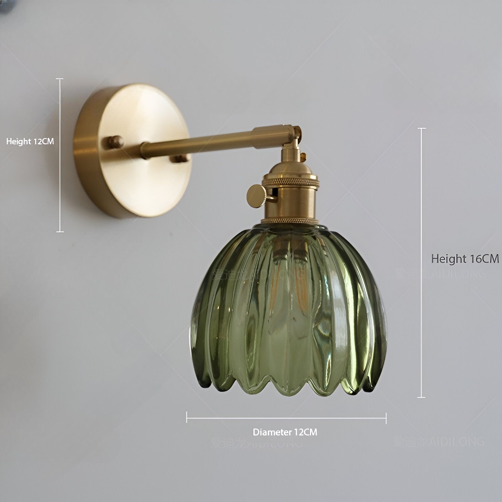 Moktan Sabai Vintage Brass Tulip Glass Wall Sconce 1-Light Classic Wall Light