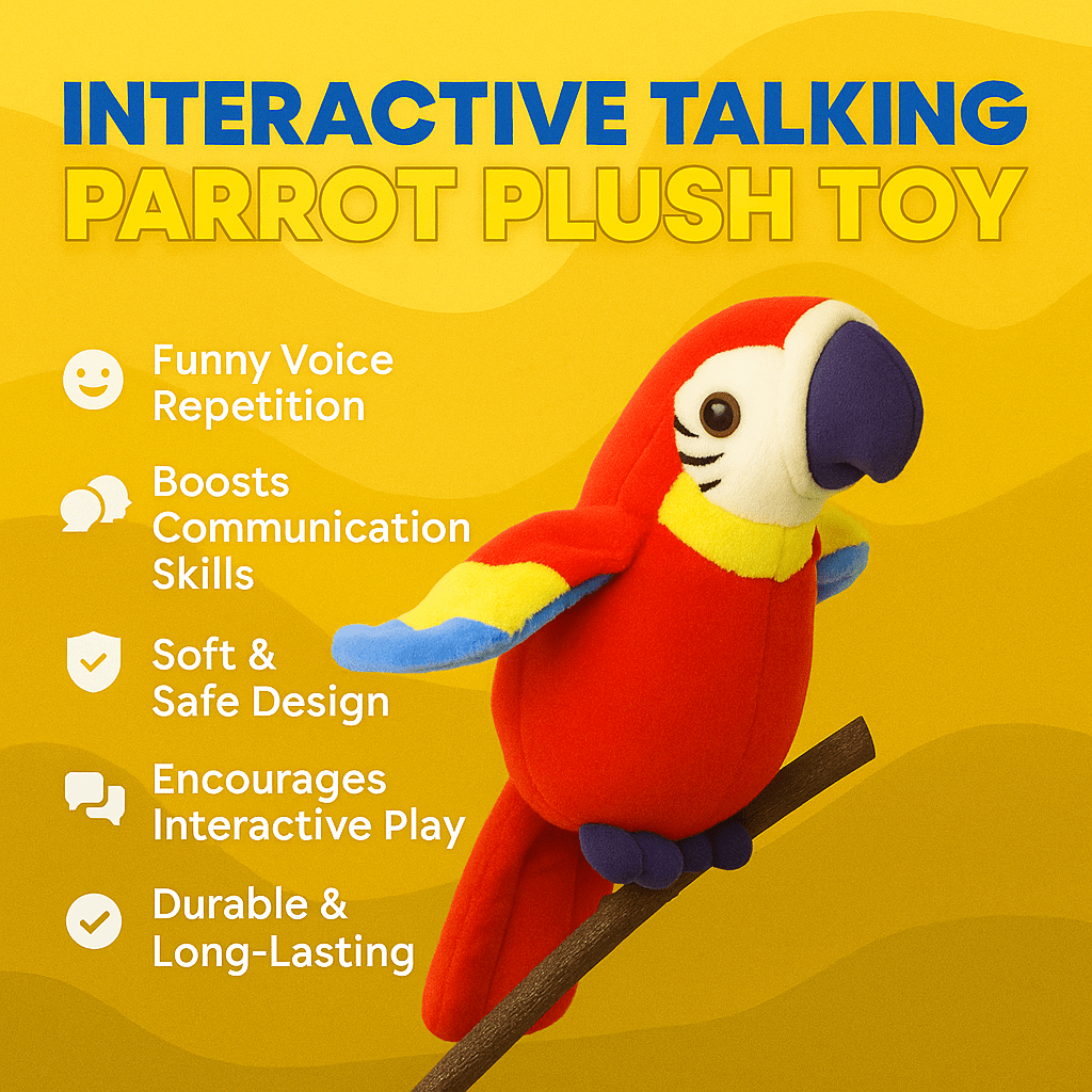 Moktan Sabai Interactive Talking Parrot Plush Toy Voice Repeating Learning Toy for Kids
