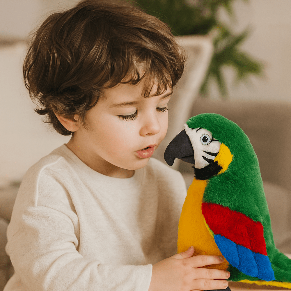 Moktan Sabai Interactive Talking Parrot Plush Toy Voice Repeating Learning Toy for Kids Green