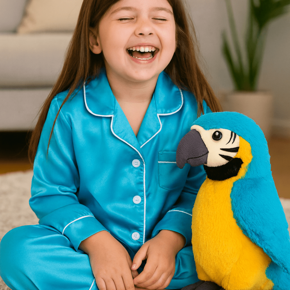 Moktan Sabai Interactive Talking Parrot Plush Toy Voice Repeating Learning Toy for Kids Blue