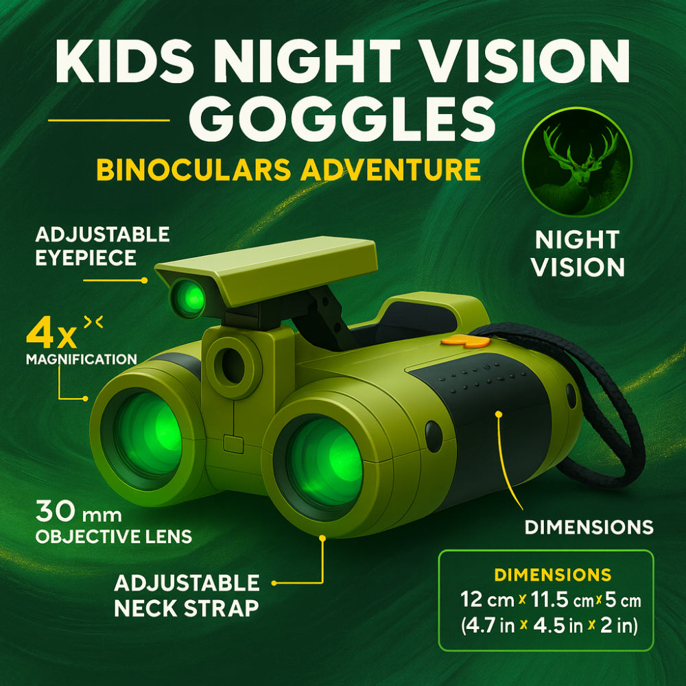 Moktan Sabai Adventure Seekers | Kids Night Vision Binoculars with Built-In Light | Lightweight & Durable for Outdoor Exploration