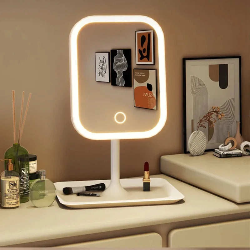 Moktan Sabai LED Makeup Mirror with Touch Control, 3 Light Modes, USB Rechargeable White