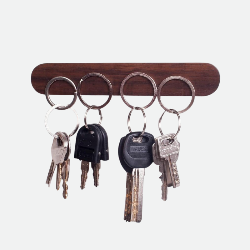 Moktan Sabai Wooden Magnetic Key Holder Wall Mount Adhesive Key Rack Organizer