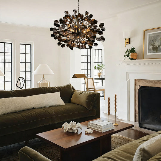 Moktan Sabai Modern Ceramic Leaf Chandelier Brass