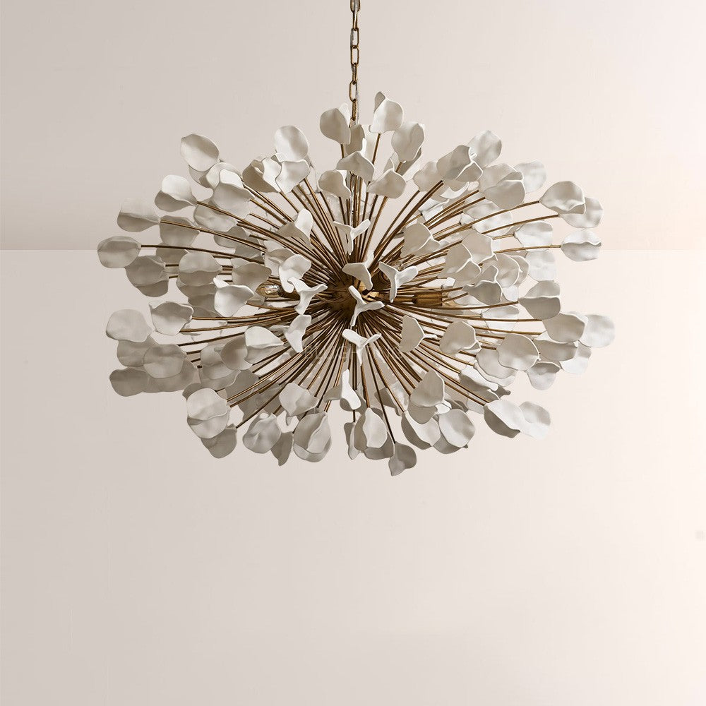 Moktan Sabai Modern Ceramic Leaf Chandelier Brass