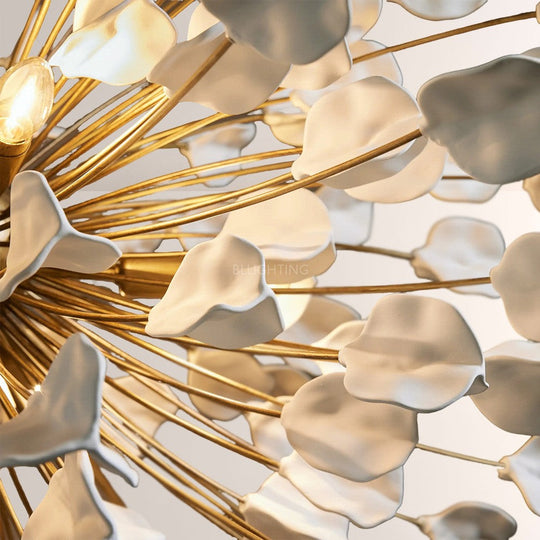 Moktan Sabai Modern Ceramic Leaf Chandelier Brass