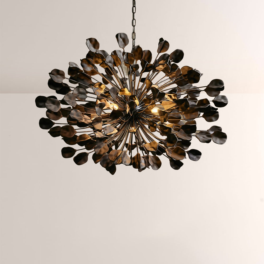 Moktan Sabai Modern Ceramic Leaf Chandelier Brass BRONZE EBONY